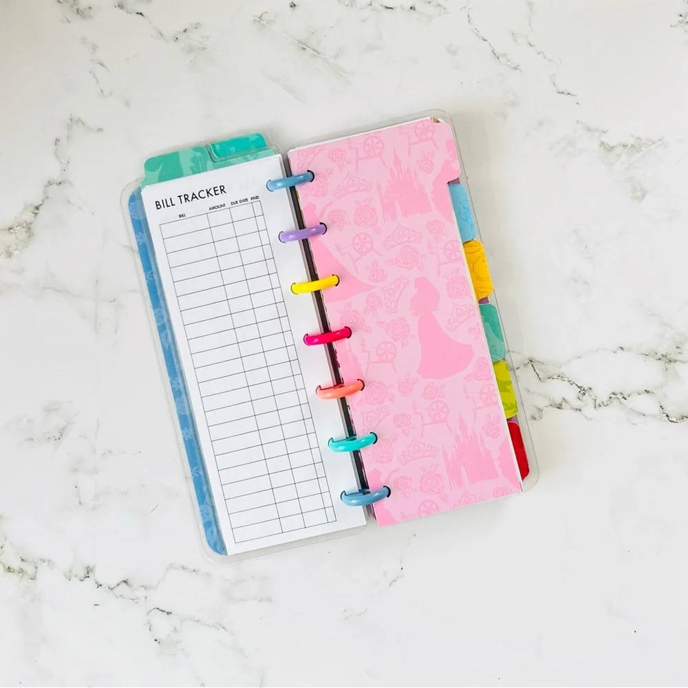 Disney Princess skinny mini happy planner size undated monthly and weekly layout
